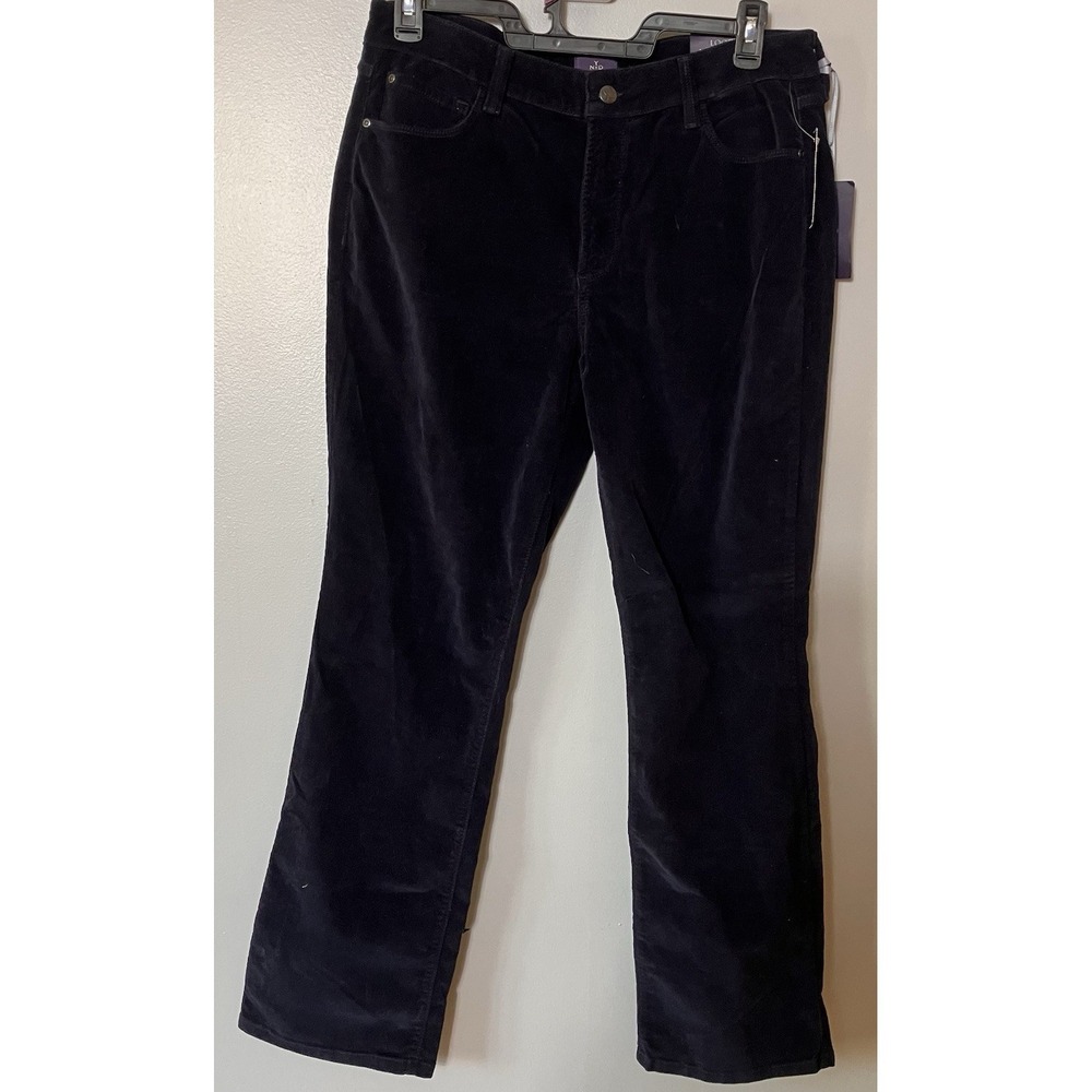 NWT NYDJ Straight Leg Corduroy Pants Navy Blue Size 14W Thin Wale Stretch 34x31